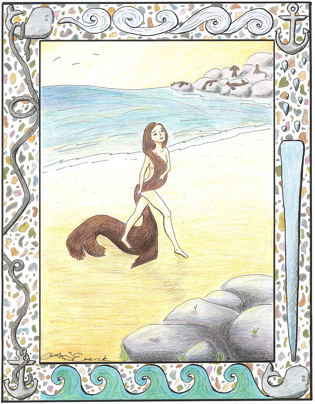 Moderní umělecká ilustrace selkie