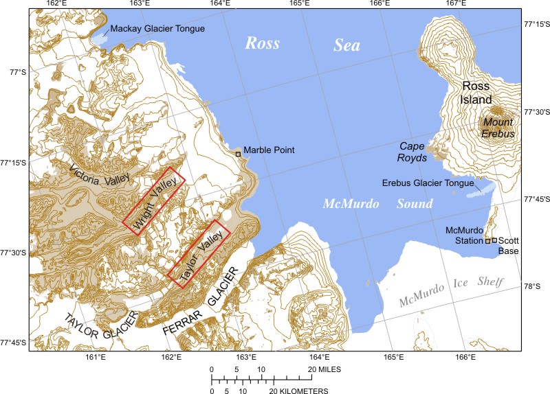 Suchá údolí McMurdo: antarktická krajina téměř bez sněhu a život v extrémně suché půdě